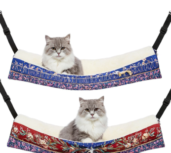 peças reversível cat hammock soft respirável pet cage hammock com alça de ombro ajustável e gancho de metal dupla face hammock para gato pequeno cão coelho