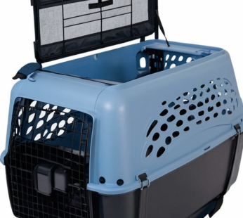 Canil pequeno de duas portas e gatil, carga superior ou carga frontal pet carriers, feito de materiais reciclados, 24 “de comprimento, adequado para animais de estimação 15 + LBS, feito nos eua